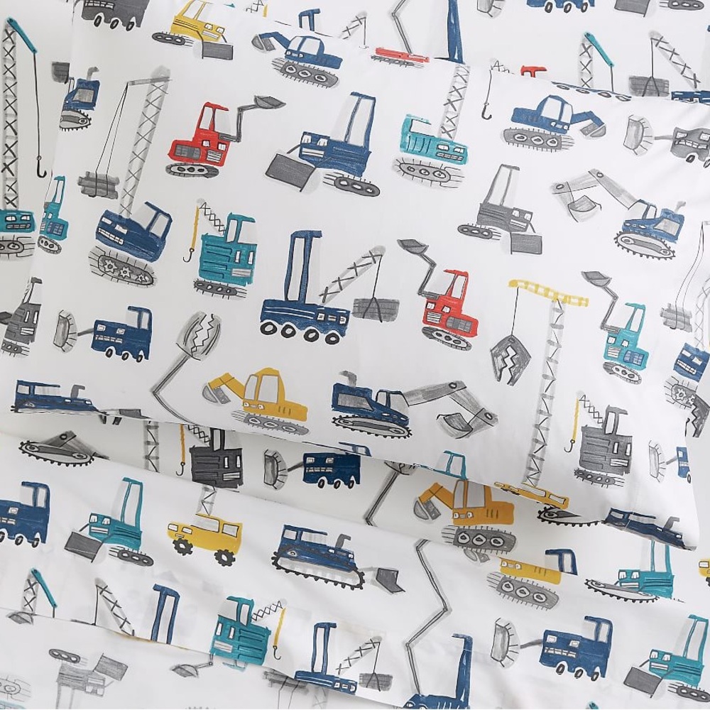 Pottery Barn Kids Jax Construction Toddler Sheet Set